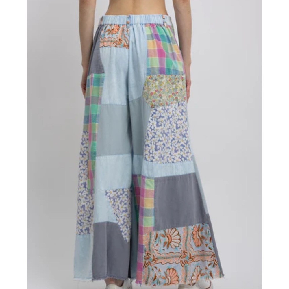 BlueVelvet Multi Contrast Patchwork Pants in Sky … - image 2